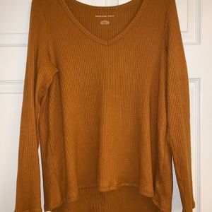 American Eagle Orange Ribbed Long Sleeve Thermal